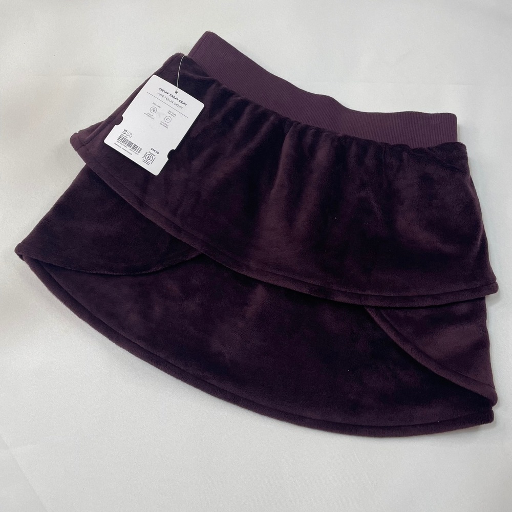 ATHLETA Girl Plum Velvet Skort Tiered Ruffle Mini Skirt Kids Activewear‎